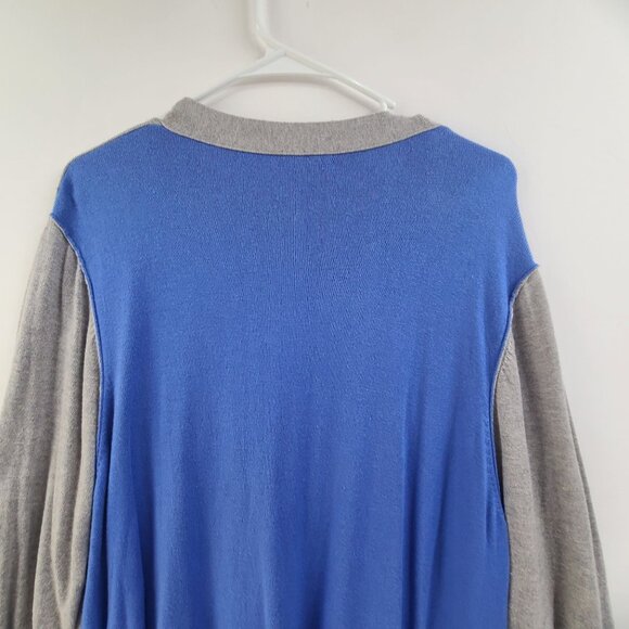 Vertical Design Cardigan Sweater V Neck Blue/Gray  Colorblock Women's Size 3X - Picture 7 of 8